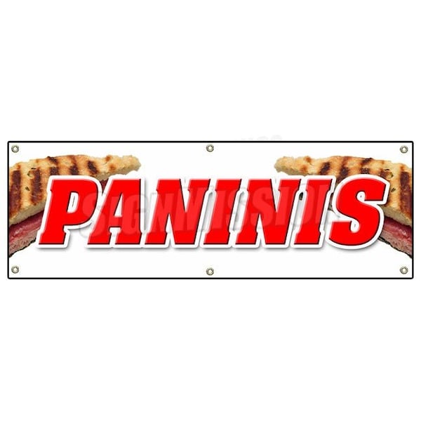 PANINIS BANNER SIGN sandwich sign hot concession pressed toasted food